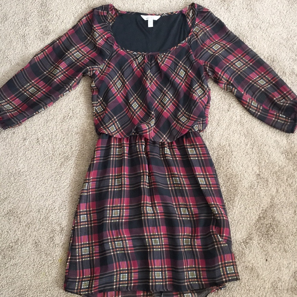 3 for $15 Cold shoulder plaid dress XS